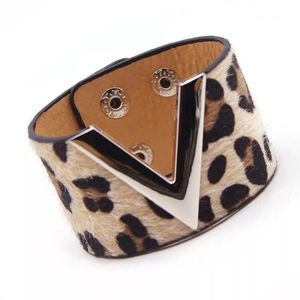 Vegan Leather Wide Cuff Bracelet Animal Print